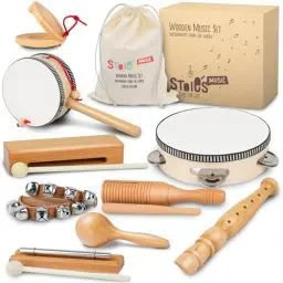 Produktbild: STOIE'S Musikinstrumente für Kinder ab 3 Jahre Holz Montessori Instrumente Kinder Musikinstrumente Baby Klanghölzer Kinder Instrumente Trommel Musikspielzeug