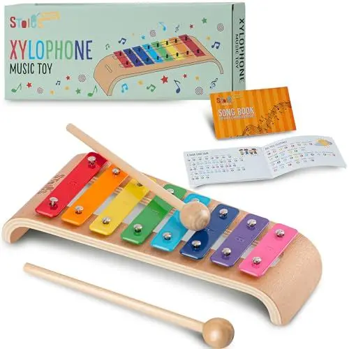 Produktbild: Stoie's 8 Fliesen Regenbogenfarben C-Key Xylofon Klavier Keyboard Spielzeug für Kinder Kleinkinder mit Schlägeln und Notenblatt