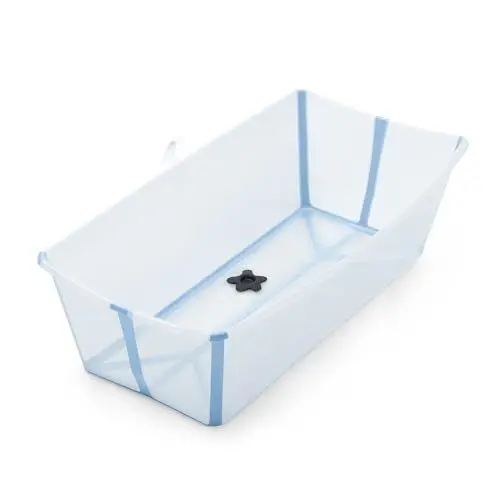Produktbild: Stokke Flexi Bath X-Large, Ocean Blue - Geräumige faltbare Babybadewanne - Leichte Konstruktion & einfach zu verstauen - Bequem für zuhause oder auf Reisen - Ideal für Kinder von 0-6 Jahren