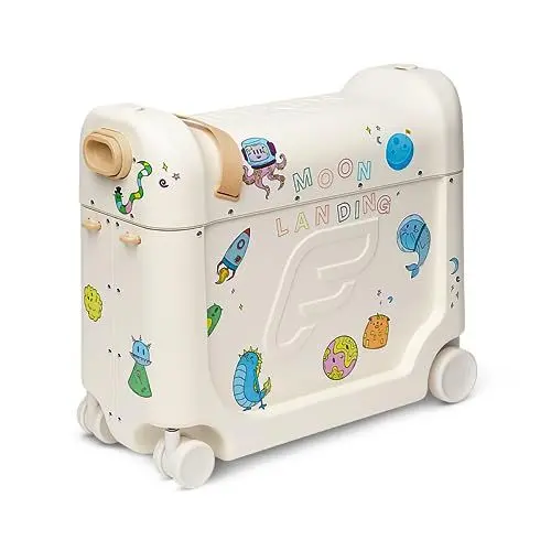 Produktbild: Stokke JetKids BedBox, Full Moon - Aufsitzkoffer für Kinder von 2-7 Jahren (bis 35 kg) - Lässt Sich in EIN Bett verwandeln - Inklusive Matratze, dekorativen Aufklebern & verstellbarem Tragegurt