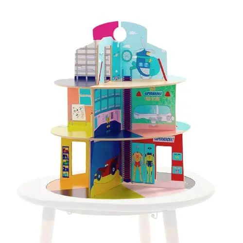 Produktbild: Stokke MuTable Haus der Held*innen - Inklusive Superheldenbereich, Feuerwehrhaus, Abenteuerhaus & Polizeistation - Aus Holz, ohne Werkzeug auf- und abbauen