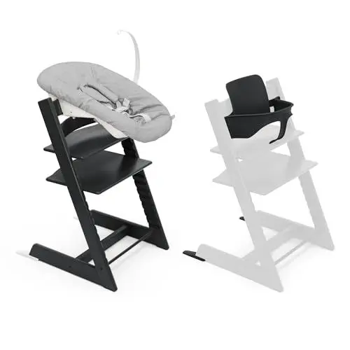 Produktbild: Stokke Tripp Trapp Stuhl mit Newborn Set und Baby Set, Black - Sicher, verstellbar, ergonomisches Design