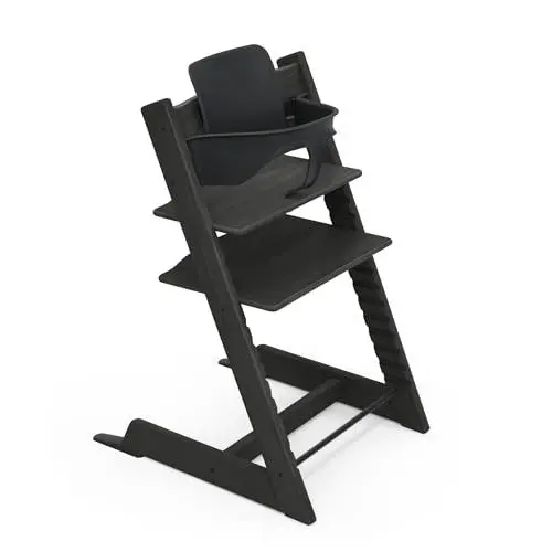 Produktbild: Stokke Tripp Trapp Hochstuhl, Oak Black - Inklusive Stuhl + Baby Set2 für Kinder von 6-36 Monaten - Verstellbar, ergonomisch & leicht zu reinigen