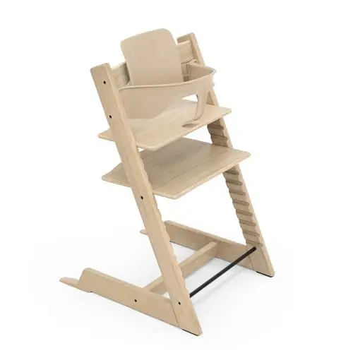 Produktbild: Stokke Tripp Trapp Hochstuhl, Oak Natural - Inklusive Stuhl + Baby Set2 für Kinder von 6-36 Monaten - Verstellbar, ergonomisch & leicht zu reinigen