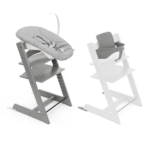 Produktbild: Stokke Tripp Trapp Stuhl mit Newborn Set und Baby Set, Storm Grey - Sicher, verstellbar, ergonomisches Design