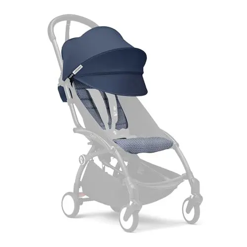 Produktbild: Stokke YOYO 6+ Farbpaket, Air France Blue - Nur Textilien: Sitzpolster, ausziehbares Verdeck & Reißverschlusstasche hinten - Erfordert YOYO-Rahmen (separat erhältlich)