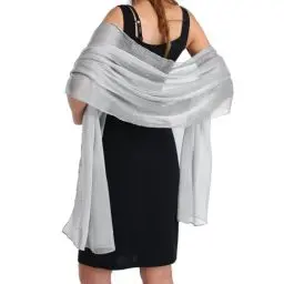Produktbild: Stola für Abendkleid,Schals & Tücher für Damen,Chiffon Schal,Tuch Damen Sommer Leicht,Kann verwendet werden als Ärmel für Abendkleider Brautkleider Sommer Hochzeit (Silbergrau)
