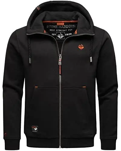 Produktbild: STONE HARBOUR Herren Sweatjacke Hoodie mit Reißverschluss Kapuzenjacke B723 (B723 - Schwarz - Größe S - Gr. S)