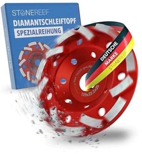 Produktbild: Betonschleifer (125x22.2x20) Betonfräse, Schleifteller 125mm, Estrichschleifer - Schleifscheibe für Betonbearbeitung, Diamantschleiftopf für Absaugung, Sanierungsfräse, Schleiftopf