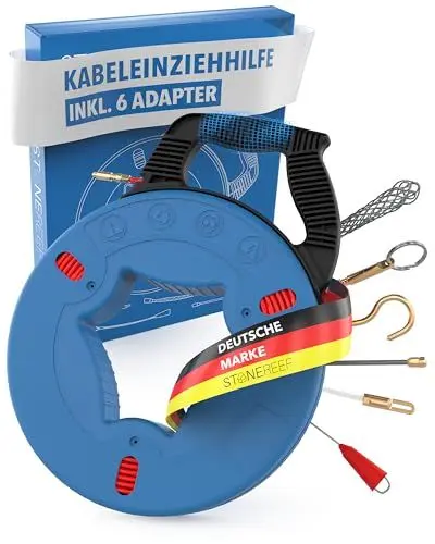 Produktbild: STONE REEF Einziehspirale 30m - Kabeleinziehhilfe, Einziehspirale mit Einziehfeder, Einziehhilfe für Leerrohre, Kabeleinzugshilfe für Leerrohr, Zugdraht, Kabelzieher für Kabel & Elektroinstallationen
