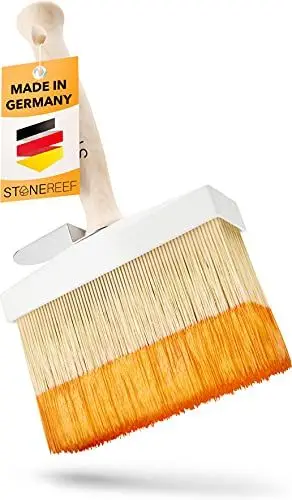 Produktbild: STONE REEF Flächenstreicher Premium (100% Made in Germany) – Lasurpinsel für Holz außen, Quast, Tapezierbürste, Tapezierwerkzeug, Pinsel breit, Pinsel Holz streichen, Flachpinsel (120mm Breite)