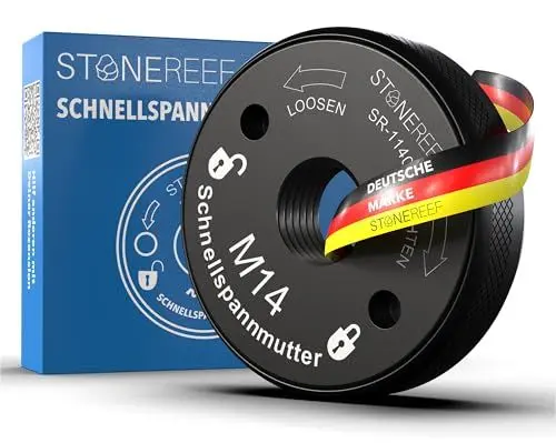 Produktbild: STONE REEF® Schnellspannmutter M14 – Werkzeugloses Spannsystem für Winkelschleifer & Trennschleifer – Passend für Schleifscheiben