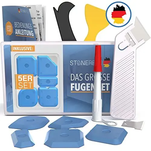 Produktbild: STONE REEF Silikonentferner Werkzeug für Silikonfugen SET - Fugenglätter Fugenkratzer Fliesen Silikon Abzieher Fugen Entferner für Bad Silikonfugenentferner Kit Fliesenfugen