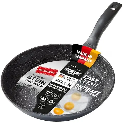 Produktbild: STONELINE Bratpfanne 28 cm, Pfanne Induktion geeignet, Pfanne mit echten Steinpartikeln beschichtet, Brat- & Universalpfannen aus Aluguss, große Pfanne