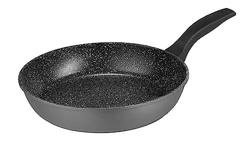 Produktbild: Stoneline Made in Germany Schmorpfanne 28 cm, hoher Rand, Induktion, hohe Pfanne für öl- und fettfreies Braten, antihaft beschichtet mit echten Steinpartikeln, schwarzer Griff
