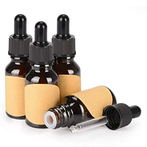 Produktbild: stonylab 15 ml (0,5 oz) 4er-Pack Glas Tropfflasche, Braun Leere Glasflasche mit Kegelförmigem Glastropfer, Innenstöpsel und Etikett für Ätherische Öle, Aromatherapie-Düfte