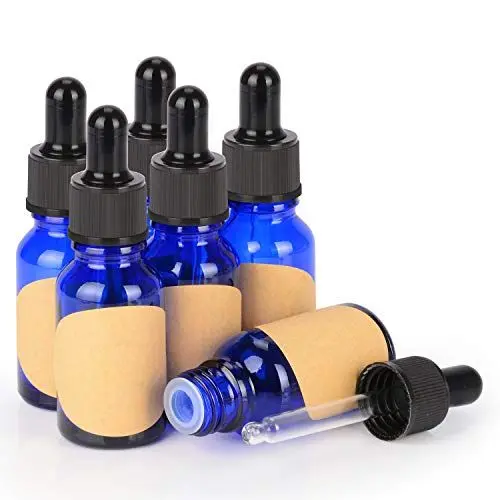 Produktbild: stonylab 15 ml (0,5 oz) 6er-Pack Glas Tropfflasche, Blau Leere Glasflasche mit Kegelförmigem Glastropfer, Innenstöpsel und Etikett für Ätherische Öle, Aromatherapie-Düfte