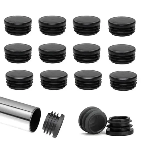Produktbild: 40 Stück 22 mm Plugs Diameter Lamellar Plugs Round Plug Cover Cap Plastic Lamellar Plug Round Pipe Plugs Black for Round Pipes with Furniture Gliders Round Kunststoff abdeckkappen