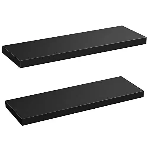 Produktbild: STOREMIC Wandregal Regalbrett schwarz 60cm, Regale für die Wand 2er-Set, Schweberegal mit der höchsten Träger 20kg, Lackierung ist gleichmäßig für Arbeitsplätze, Büro, Wohnzimmer