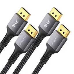 Produktbild: Stouchi (2Pack) DisplayPort Kabel 1.4 240Hz 2M/6.6FT DP1.4 Unterstützung 8K@60Hz 4K@60Hz/ 144Hz/120Hz 5K@60Hz/120Hz 2K@165Hz/240Hz VESA FreeSync G-Sync 32,4 Gbit/s HDR10 Display Port kabel