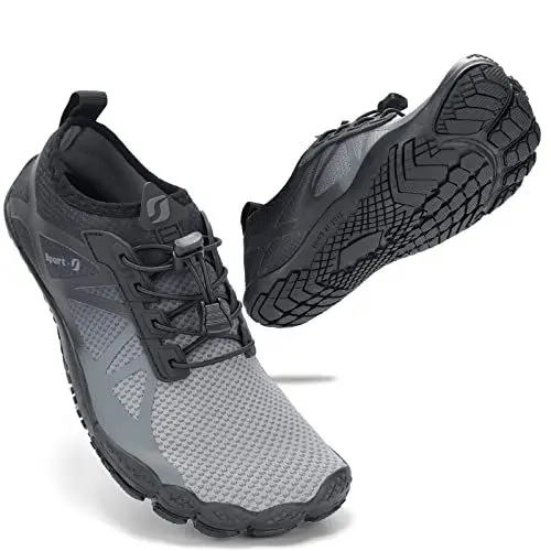Produktbild: STQ Badeschuhe Damen Wasserschuhe Herren Outdoor Sport Traillaufschuhe Schnell Trocken Surfschuhe rutschfest Bequem Strandaschuhe Beach Sport Sneakers Schwarz Grau 43 EU