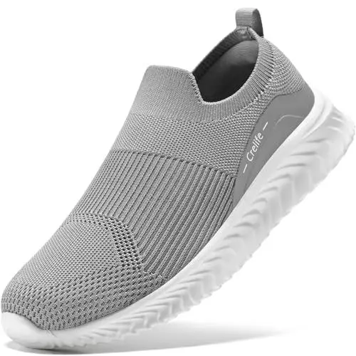 Produktbild: STQ Damen Slip on Sneakers Leicht Turnschuhe Bequeme Sportschuhe Atmungsaktiv Fitnessschuhe Memory Foam Wanderschuhe Grau 38 EU