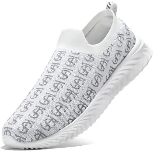 Produktbild: STQ Slip On Sneakers Damen Bequeme Memory Foam Turnschuhe Atmungsaktiv Schlupfschuhe Vanille Weiß 38 EU