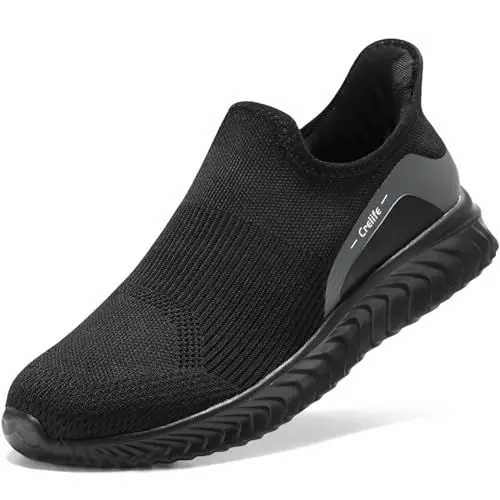Produktbild: STQ Damen Sneaker Leichte Turnschuhe Komfort Schlupfschuhe Sportschuhe Bequeme Slip on Schuhe Ganz Schwarz 38 EU