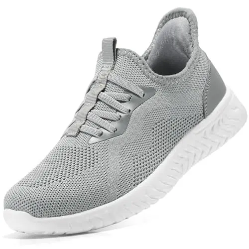 Produktbild: STQ Damen Turnschuhe Slip on Sneakers Leichte Schlupfschuhe Atmungsaktiv Damenschuhe Stoffschuhe Bequem Sportschuhe zum Schlüpfen Hellgrau 40 EU