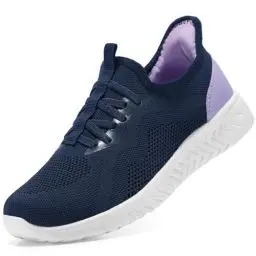 Produktbild: STQ Damen Sneaker Bequem Turnschuhe Slip on Schuhe für Pflegeberufe Memory Foam Sportschuhe Sommer Schlupfschuhe Stoffschuhe Marineblau 40 EU