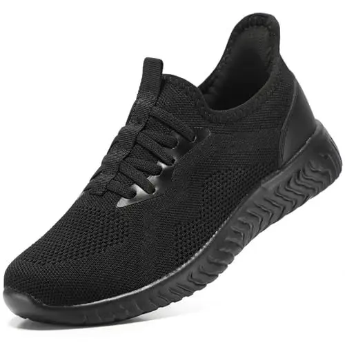 Produktbild: STQ Slip on Sneakers Damen Turnschuhe ohne Schnürsenkel Memory Foam Damenschuhe zum reinschlüpfen Bequeme Schlupfschuhe Schwarz 38 EU