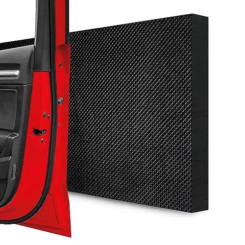 Produktbild: STRACKS® 4X Garagen Wandschutz je 40 x 20 x 2cm Extra Dicker Türschutz – Für Ihr Auto und die Garagenwand – Selbstklebender Türkantenschutz – 4er Set Karomuster, schwarz
