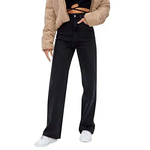 Produktbild: Straight Leg Jeans Damen, Damen Boyfriend Jeans, High Waist Jeans Hoher Taille Jeans Hose Gerader Lockerer Jeans Jeanshosen Hoher, Black-Friday-Angebote