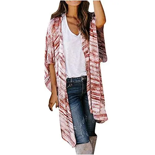 Produktbild: Strand Sonnencreme Kleidung,Bikini Cover up,Bikini Bluse,Damen Spitzenhemd Bestickte Strickjacke,Damen Cardigan Coat,Casual Shirt,Printing Kurzarm Tops,Mittellange Bluse