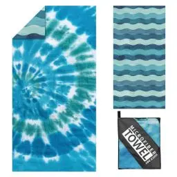 Produktbild: Strandhandtuch Groß - 180 x 100 cm Strandtuch Mikrofaser mit Tasche, Saugfähig und Schnell Trocknende Strandtücher, Weiches & Leichtes Beach Towel für Strand, Reise, Schwimmen (Wirbel)