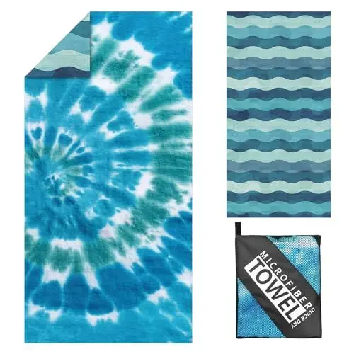 Produktbild: Strandhandtuch Groß - 180 x 100 cm Strandtuch Mikrofaser mit Tasche, Saugfähig und Schnell Trocknende Strandtücher, Weiches & Leichtes Beach Towel für Strand, Reise, Schwimmen (Wirbel)