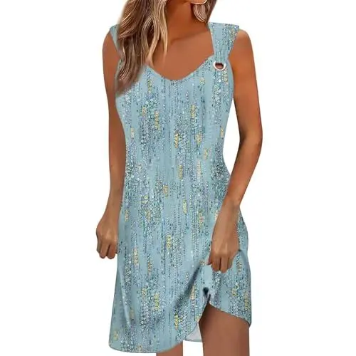 Produktbild: Strandkleid Damen Kleider für Hochzeitsgäste Festliches Kleid Damen Hochzeit Tshirt Kleid Damen Lang Elegante Kleider für Ältere Frauen Glitzergürtel für Abendkleid Strickkleid Grün L