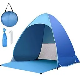 Produktbild: Strandmuschel Pop Up, Tragbar Extra Light Automatisches Strandzelt, Sun Shelter für 2-3 Personen, Einschließlich Tragetasche und Zeltpflöcke, UV-Schutz, Beach Zelt für Familie Strand Garten Camping