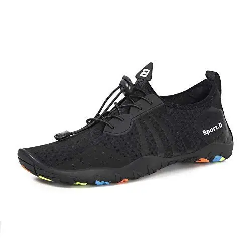 Produktbild: Strandschuhe Damen Herren Wasserschuhe Badeschuhe Unisex Atmungsaktiv Leicht Barfußschuhe rutschfeste für Schwimmen Tauchen (80S Schwarz, 48EU)