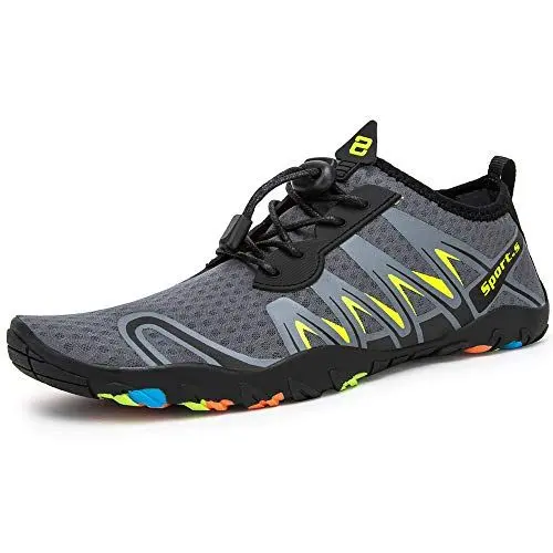 Produktbild: Strandschuhe Damen Herren Wasserschuhe Badeschuhe Unisex Atmungsaktiv Leicht Barfußschuhe rutschfeste für Schwimmen Tauchen (S901 Grau, 45EU)