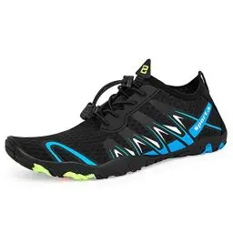 Produktbild: Strandschuhe Damen Herren Wasserschuhe Badeschuhe Unisex Atmungsaktiv Leicht Barfußschuhe rutschfeste für Schwimmen Tauchen (S901 Schwarz/Blau, 47EU)