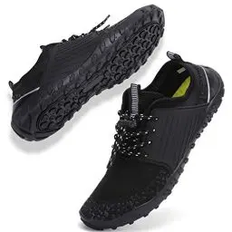 Produktbild: Strandschuhe Damen Herren Wasserschuhe Badeschuhe Unisex Atmungsaktiv Leicht Barfußschuhe rutschfeste für Schwimmen Tauchen (V010 schwarz, 43EU)