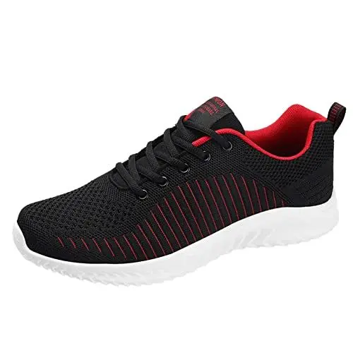 Produktbild: Strandschuhe Winter Sneaker Damen GefüTtert Männer Schuhe große leichte Spitze up Mesh-Outdoor- Nicht rutschige beiläufige Laufschuhe Badmintonschuhe BarfußSchuhe Winter Damen (Red, 42)