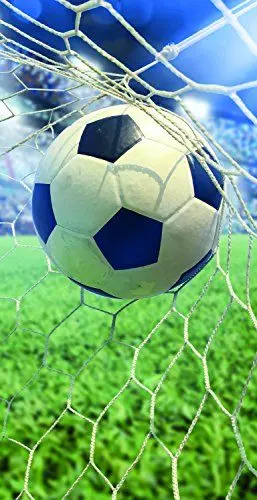 Produktbild: Strandtuch Kinder Jungen groß á 75x150 cm Frottee Fußball Tor Handtuch Duschtuch Badetuch mit Motiv für Strand Schwimmbad Stadion Sport Strandhandtuch Reisehandtuch