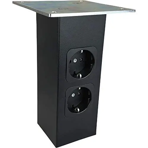 Produktbild: STRATE Barkonsole gerade, Höhe 170 mm, schwarz, Steckdose