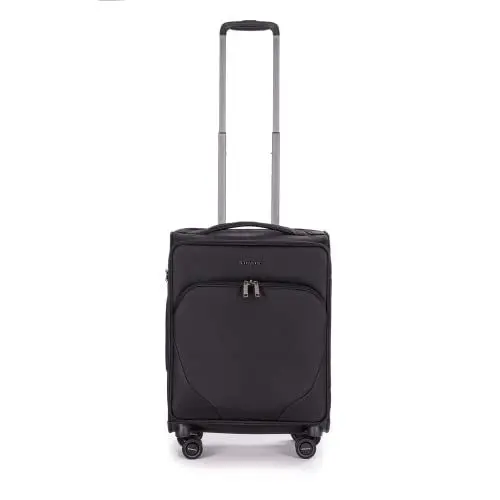 Produktbild: Stratic Mix Koffer Weichschale Reisekoffer Trolley Rollkoffer Handgepäck, TSA Kofferschloss, 4 Rollen, Erweiterbar, Größe S, Schwarz