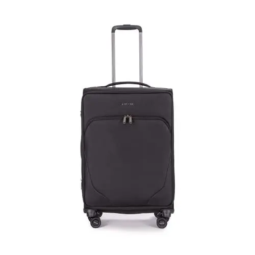 Produktbild: Stratic Mix Koffer Weichschale Reisekoffer Trolley Rollkoffer mittelgroß, TSA Kofferschloss, 4 Rollen, Erweiterbar, Größe M, Schwarz