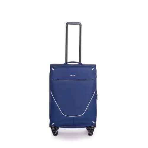 Produktbild: Stratic Strong Koffer Weichschale Reisekoffer Trolley Rollkoffer Handgepäck, TSA Kofferschloss, 4 Rollen, Erweiterbar, Größe M, Navy