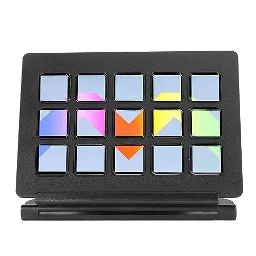Produktbild: ASHATA Visual Keyboard, 15 Makrotasten Lösen Aktionen in App Software Studio Controller Makrotastatur aus, LCD Custom Keyboard für 4KCU, für OBS, für Twitch Usw