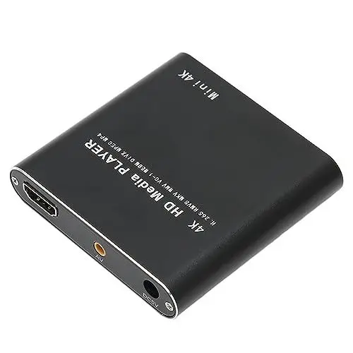 Produktbild: Streaming Media Player, 4K HD Videoplayer mit Multiformat Wiedergabe, Mehreren Untertiteln und Tonspuren, Integrierter 4G Speicher, für PPT PDF AV USB Speicherkarten. (EU-Stecker)